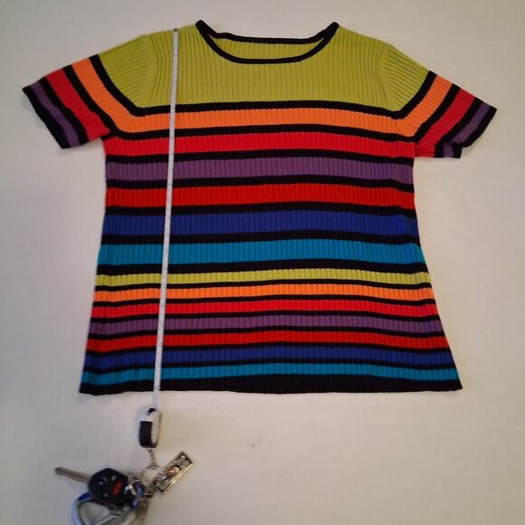 Sag Harbor Striped Short Sleeve Top - Size M - Picture 3 of 4